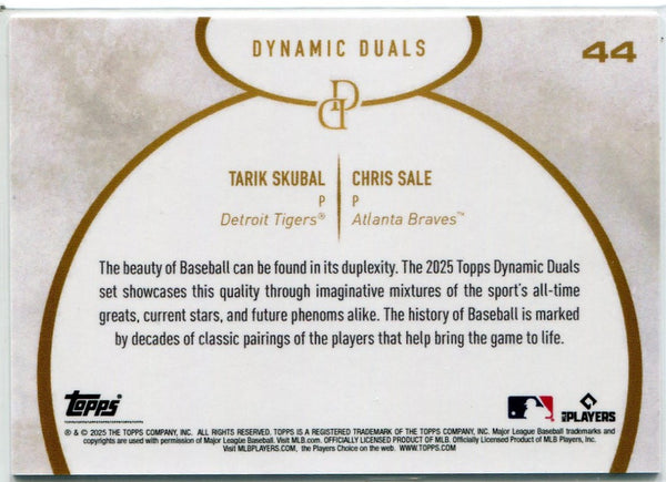 Tarik Skubal/ Chris Sale 2025 Topps Dynamic Duals Black Parallel Card #44 45/50