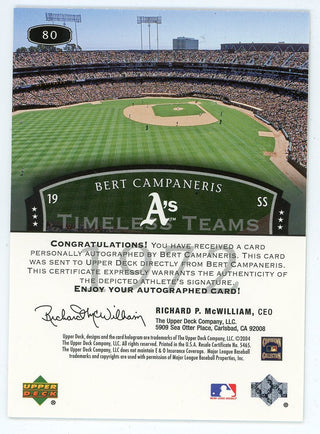 Bert Campaneris 2004 Upper Deck Legends Timeless Teams Autographed #80