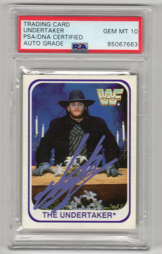 Undertaker Autographed 1991 WF Merlin #103 Card PSA Auto Grade GEM MT 10