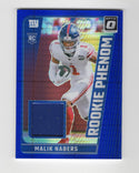 Malik Nabers 2024 Donruss Optic Rookie Phenoms Blue Hyper Jersey Card