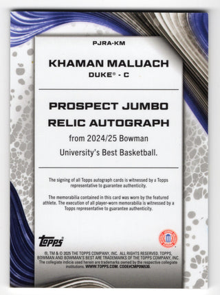 Khaman Maluach Bowman Best U #PJRAKM Auto Jersey Card /75