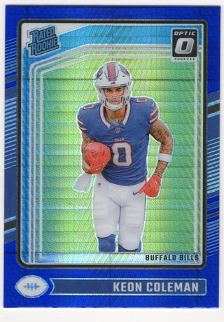 Keon Coleman 2024 Optic Rated Rookie Blue Hyper Prizm #263 Card