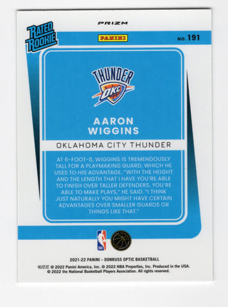 Aaron Wiggins Donruss Rated Rookie #191 Hyper Prizm Card
