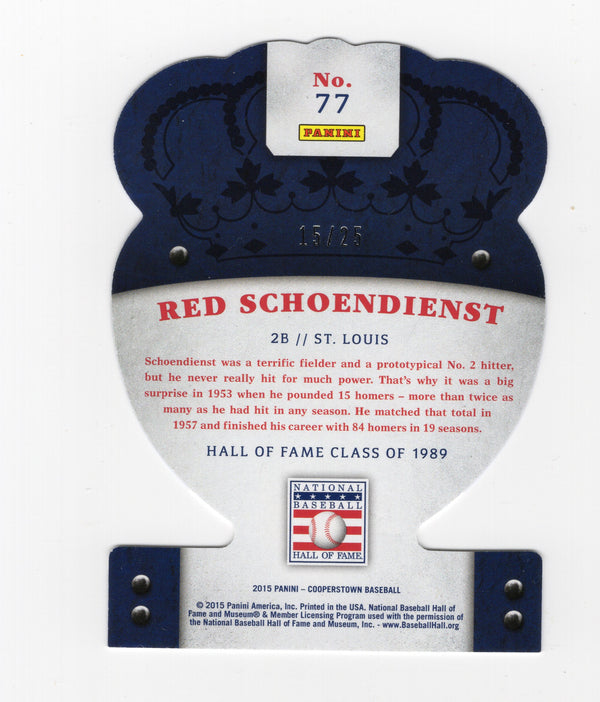 Red Schoendienst 2015 Panini Crown Royale #77 Die-Cut Card /25