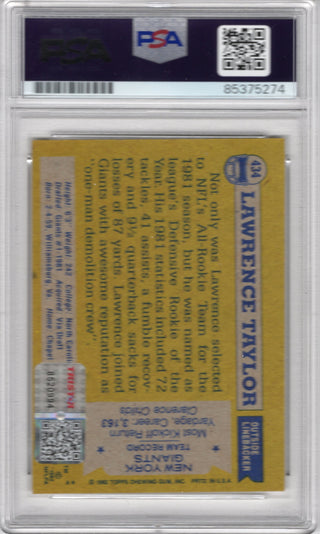 Lawrence Taylor 1982 Topps #434 PSA Auto Grade 10 Card "HOF 99"