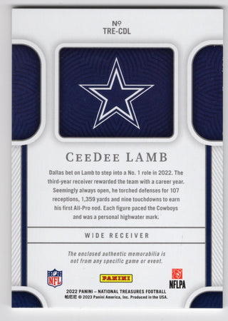CeeDee Lamb 2020 Panini National Treasures #TRE-CDL Patch Card /49