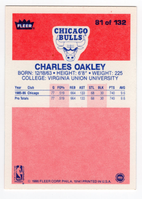 Charles Oakley 1986 Fleer #81 Autographed Card "All-Rookie"