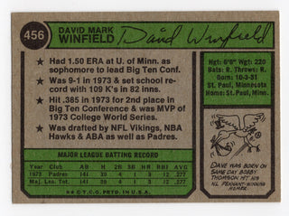 Dave Winfield 1974 Topps #456 Autographed Card "HOF 2001"