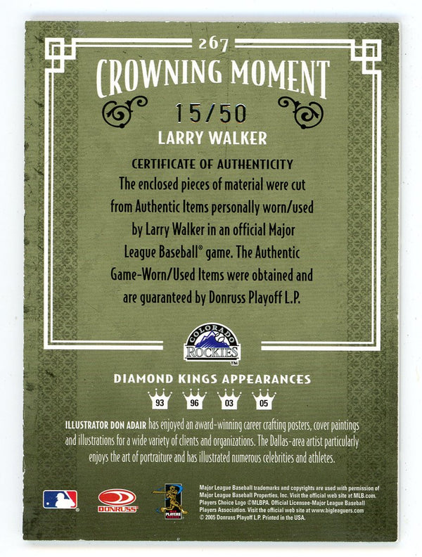 Larry Walker 2005 Donruss Diamond Kings Patch Relic #267