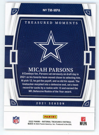 Micah Parsons 2022 Panini National Treasures Treasured Moments #TM-MPA