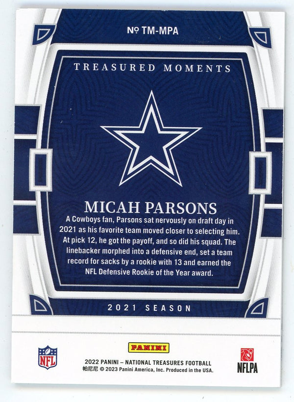 Micah Parsons 2022 Panini National Treasures Treasured Moments #TM-MPA