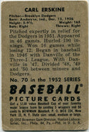 Carl Erskine 1952 Bowman Card #70