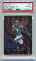Brian Thomas Jr 2024 Panini Select Purple Prizm RC #143 46/75 PSA Graded 10