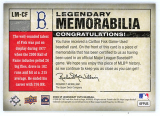 Carlton Fisk 2008 Upper Deck Legendary Memorabilia Patch Relic #LM-CF