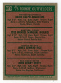 Jim Rice, Dave Augustine, Pepe Mangual & John Scott 1975 Topps Rookie Outfields Card