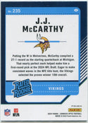 JJ McCarthy 2024 Panini Donruss Optic Rated Rookie Green Velocity Prizm RC #235