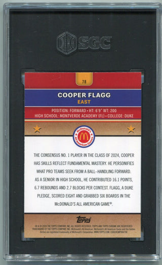 Cooper Flagg 2024 Topps Chrome McDonald's All-American RC #78 SGC Graded 9