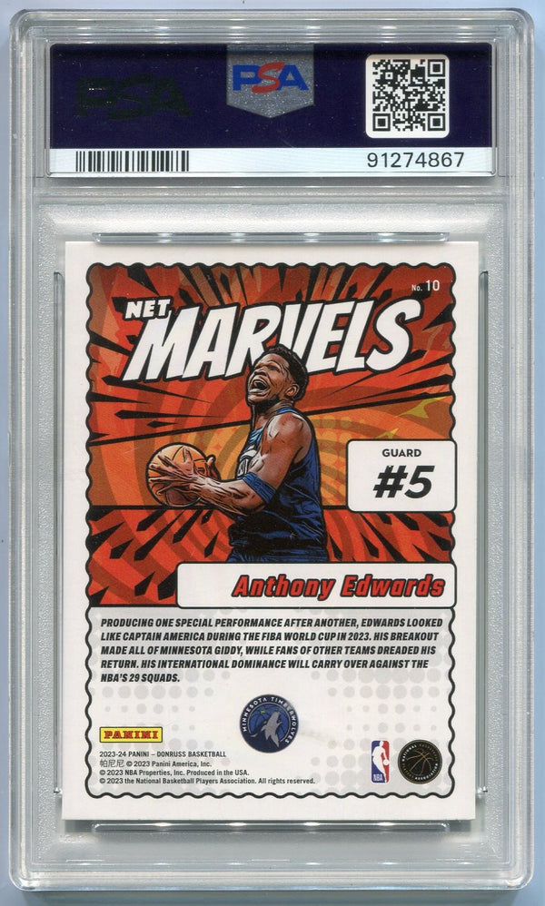 Anthony Edwards 2023 Panini Donruss Net Marvels Diamond Parallel Card PSA Graded 8