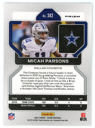 Micah Parsons 2021 Panini Prizm Rookie Card #382