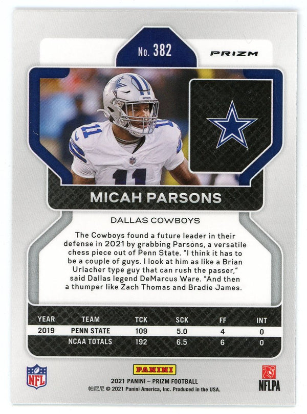Micah Parsons 2021 Panini Prizm Rookie Card #382