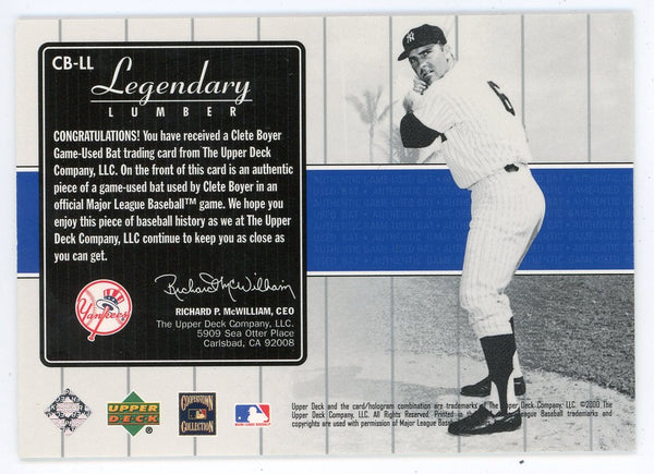 Clete Boyer 2000 Upper Deck Legendary Lumber Bat Relic #CB-LL