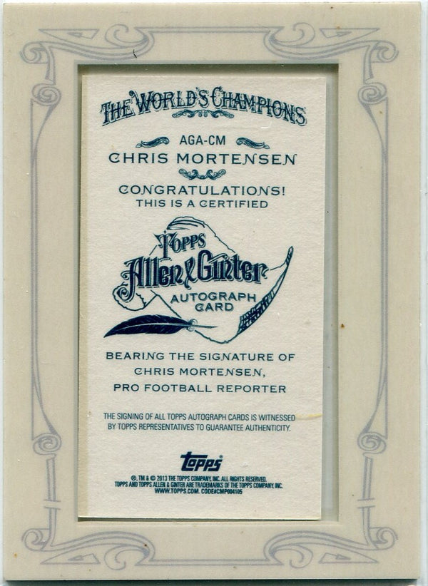Chris Mortensen 2013 Topps Allen & Ginter Autographed Card #AGA-CM