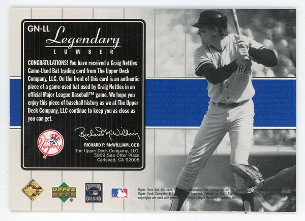 Graig Nettles 2000 Upper Deck Legendary Lumber Bat Relic #GN-LL