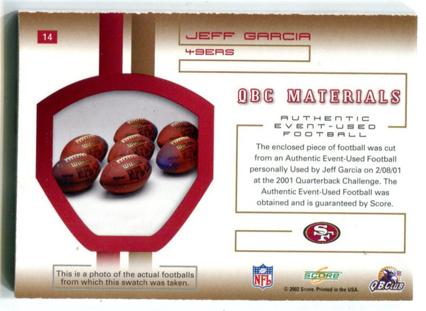 Jeff Garcia 2002 Score #14 QBC Materials Card