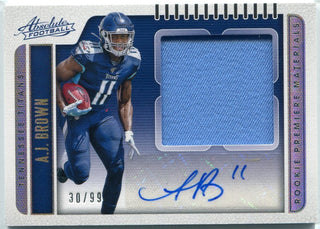AJ Brown 2019 Panini Absolute Rookie Premiere Materials Jersey/Autographed RC #201 30/99