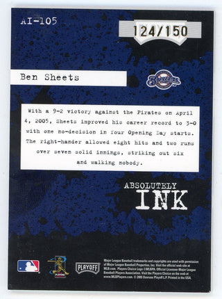 Ben Sheets Autographed 2005 Playoff Absolute Ink #AI-105