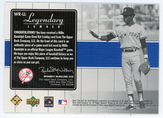 Willie Randolph 2000 Upper Deck Legendary Lumber Bat Relic #WR-LL