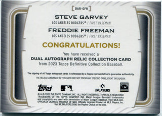 Steve Garvey/Freddie Freeman 2023 Topps Definitive Dual Autographed & Dual Relic Card #DAR-GFR 21/35