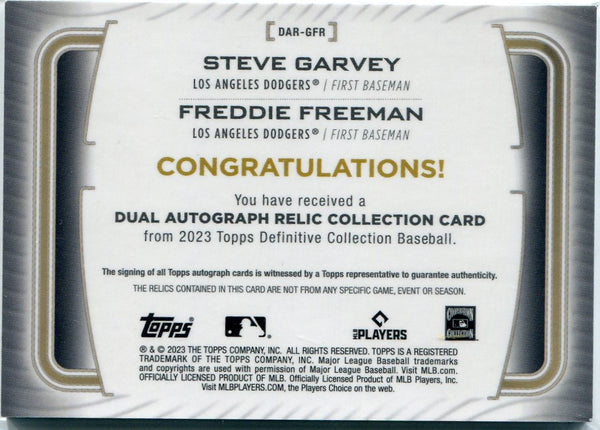 Steve Garvey/Freddie Freeman 2023 Topps Definitive Dual Autographed & Dual Relic Card #DAR-GFR 21/35