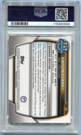 Caitlin Clark 2022 Bowman University Chrome RC #50 PSA Graded 8