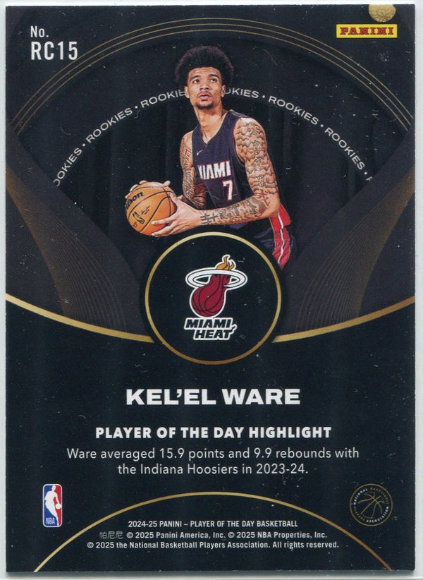 Kel'el Ware 2024 - 2025 Panini Player Of The Day RC #RC15