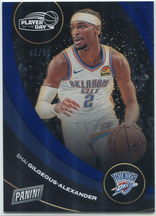 Shai Gilgeous-Alexander 2024 - 2025 Panini Player Of The Day Blue Parallel Card #35 48/50
