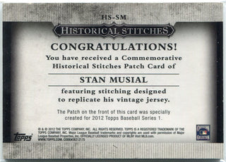 Stan Musial 2012 Topps Historical Stitches Commemorative Patch Card #HS-SM