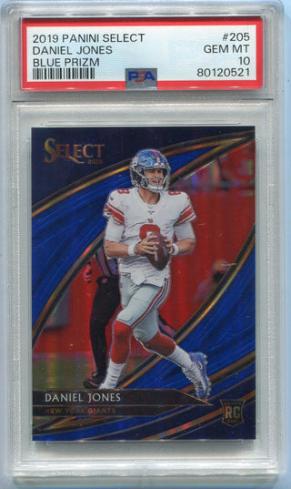 Daniel Jones 2019 Panini Select Field Level Blue Prizm RC #205 8/75 PSA Graded 10