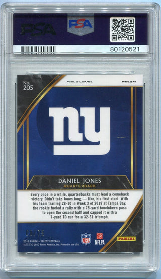 Daniel Jones 2019 Panini Select Field Level Blue Prizm RC #205 8/75 PSA Graded 10