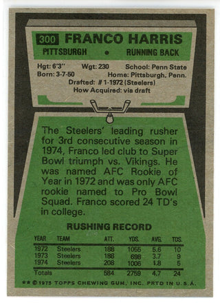 Franco Harris 1975 Topps Card #300