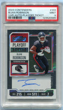 Bijan Robinson 2023 Panini Contenders Playoff Ticket Autographed Variation RC #103 38/149 PSA Graded 9