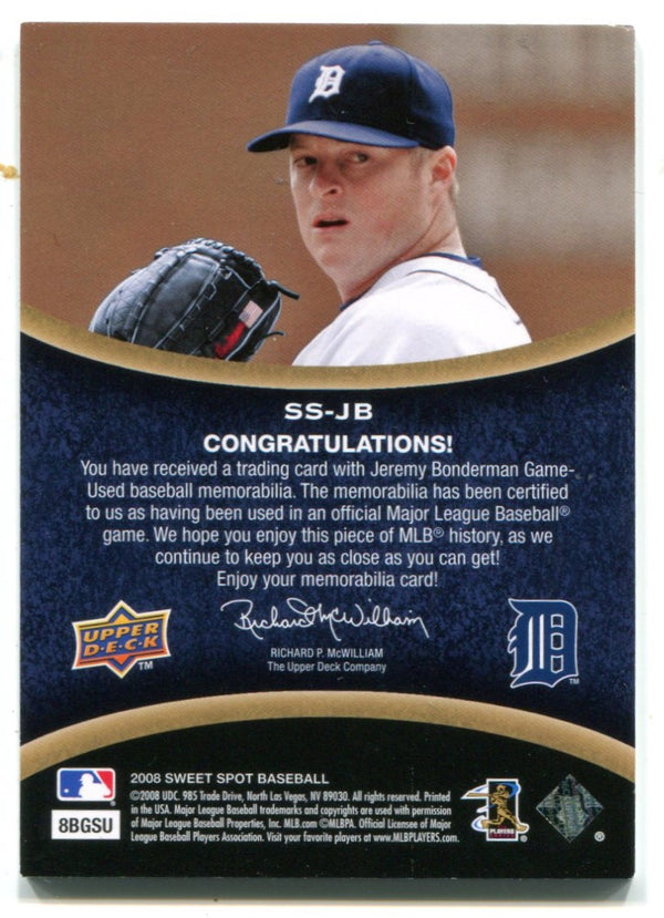 Jeremy Bonderman 2008 Upper Deck Sweet Spot Baseball #SSJB Patch Card