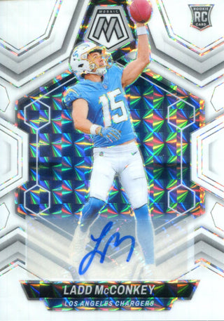 Ladd McConkey 2024 Panini Mosaic Autographed White Prizm RC #334