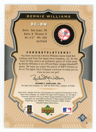 Bernie Williams 2004 Upper Deck Etchings Bat Relic #BE-BW