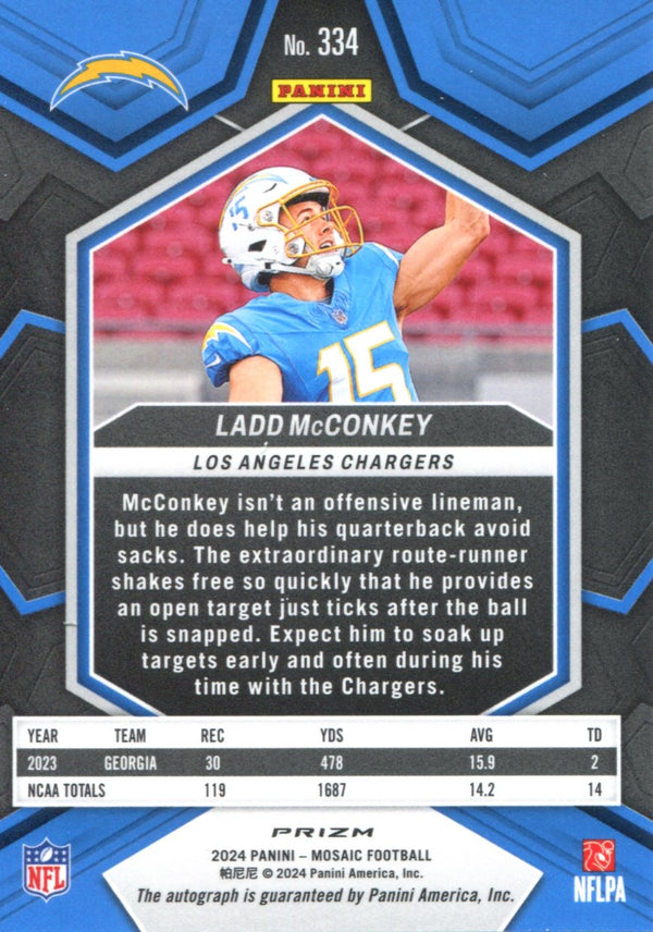 Ladd McConkey 2024 Panini Mosaic Autographed White Prizm RC #334