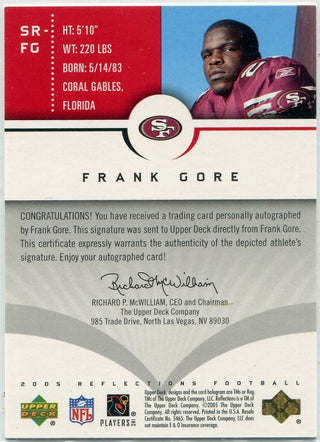 Frank Gore 2005 Upper Deck Reflections Autographed RC #SR-FG