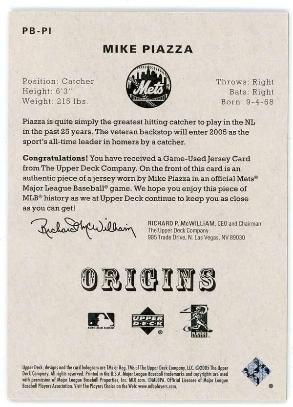 Mike Piazza 2005 Upper Deck Origins Patch Relic #PB-PI