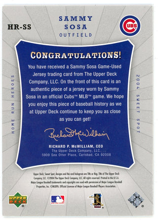 Sammy Sosa 2004 Upper Deck Home Run Heroes Patch Relic #HR-SS