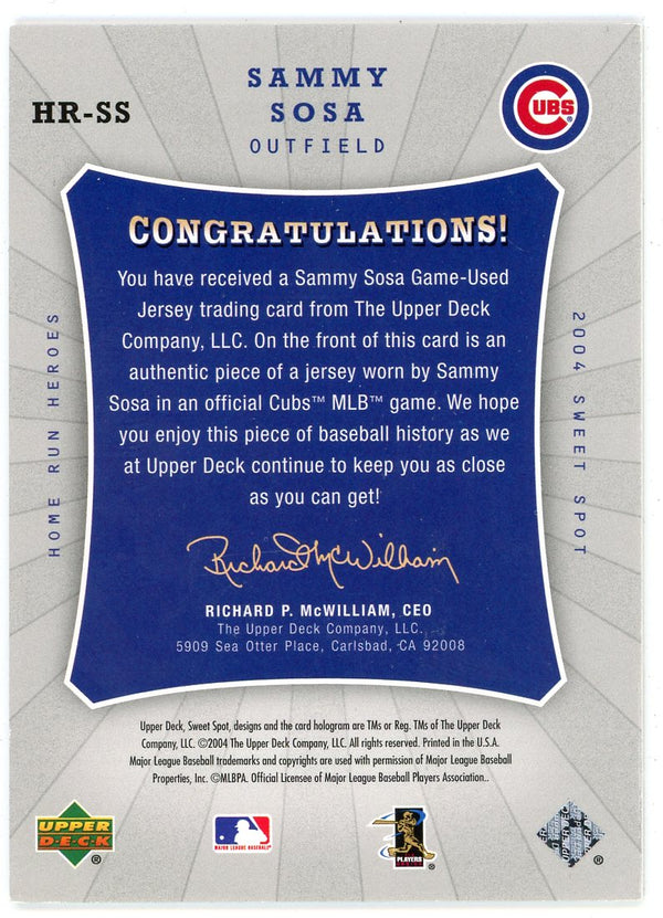 Sammy Sosa 2004 Upper Deck Home Run Heroes Patch Relic #HR-SS