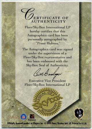 Priest Holmes 1999 Skybox Autographics Autographed Card